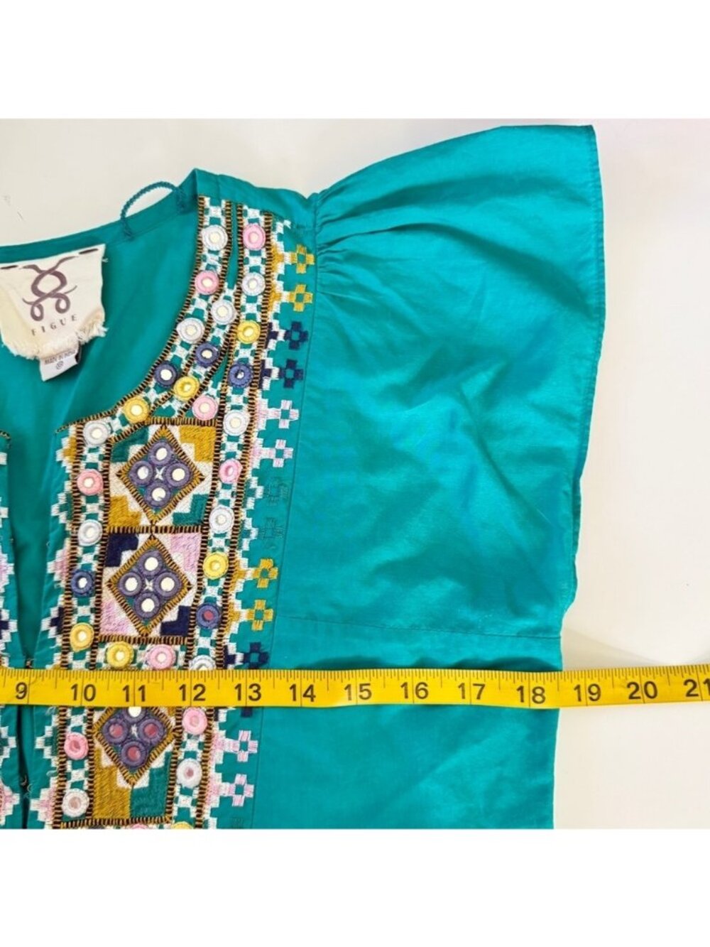 FIGUE Womens Green Embroidered mini dress sz XS - Picture 10 of 12